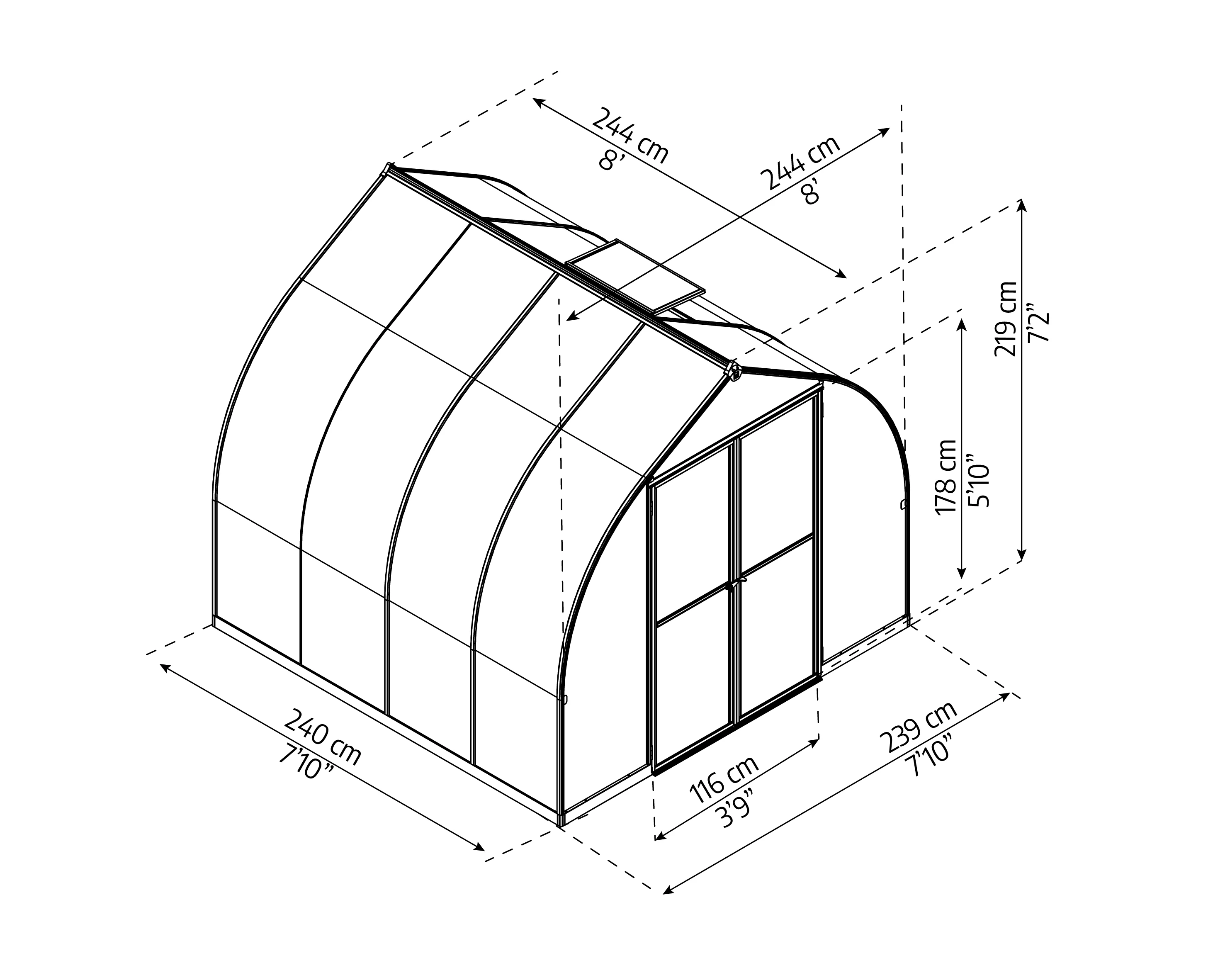 Palram Canopia Tuinkas Bella 239 x 244 cm Zilver - Afbeelding 2